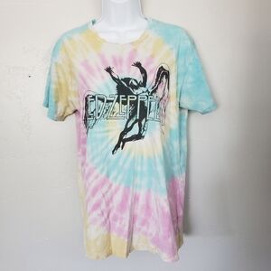 Daydreamer Led Zeppelin Tie Dye Short Sleeve T-shirt Band Tee Pink Yellow Blue
